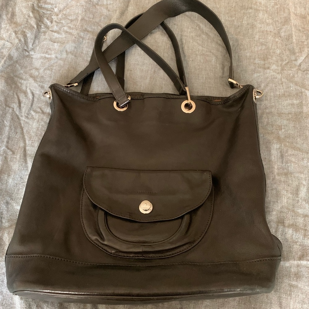Black Longchamp leather purse